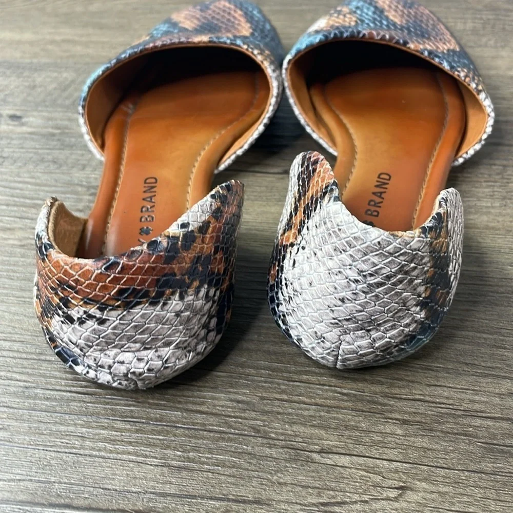 Lucky Brand Women’s DROWE Leather D'Orsay Flats  Tan Black Teal Snake Print, 6 - Picture 4 of 9